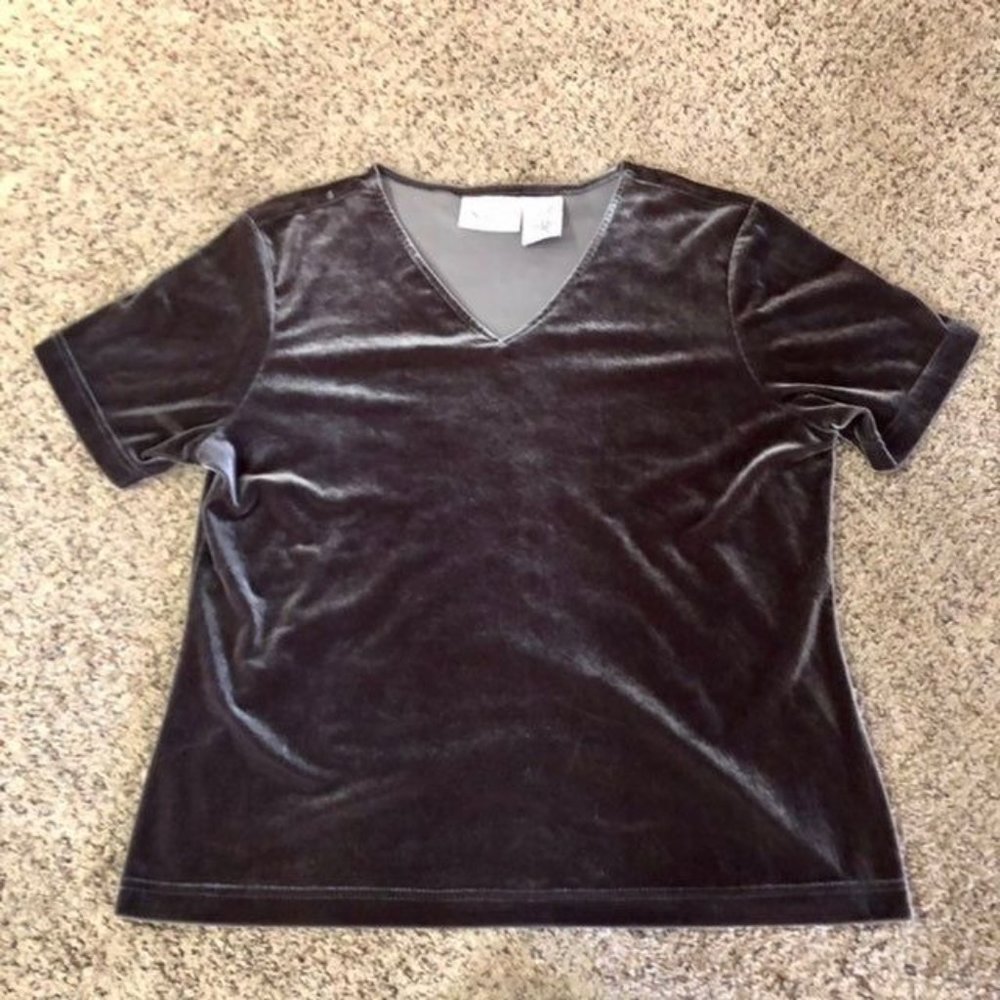 Kathie Lee Collection Blouse Womens L Used Grey Beautiful Sheen - Picture 5 of 8